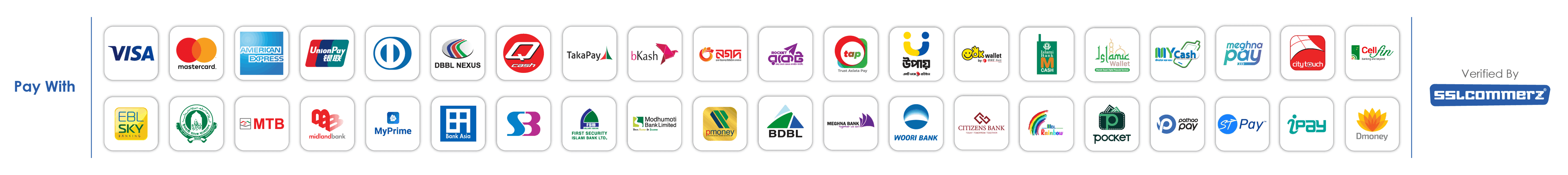 SSLCommerz Verified Payment Methods