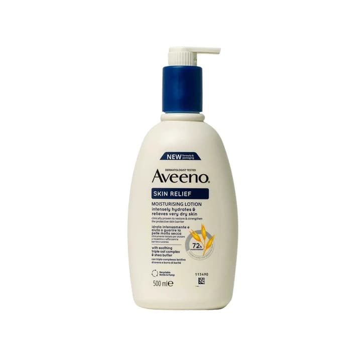 Aveeno Skin Relief Moisturising Lotion With Soothing Triple Oat & Shea Butter (UK) Unscented 500mL