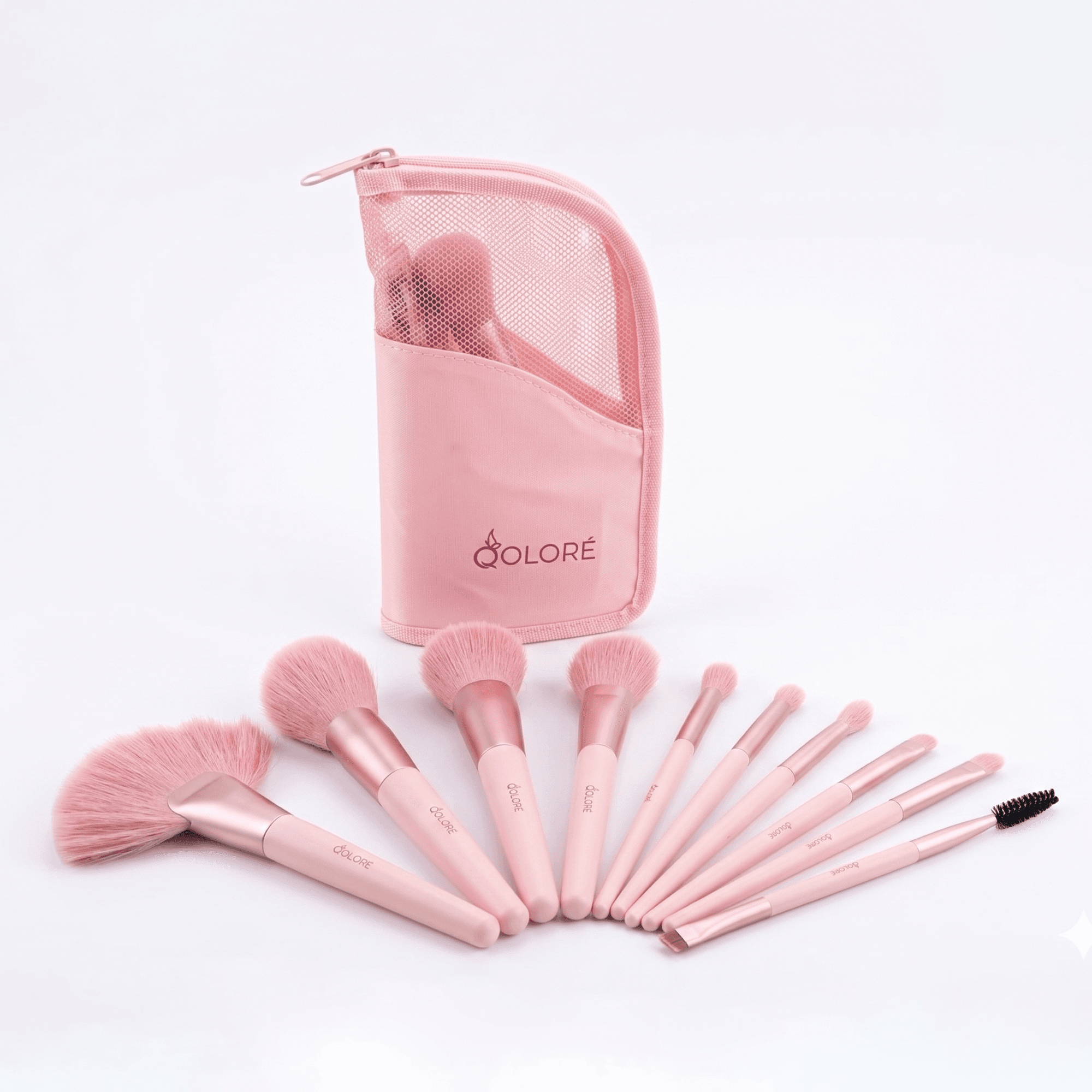 Qolore All-In-One Makeup Brush Set Pink