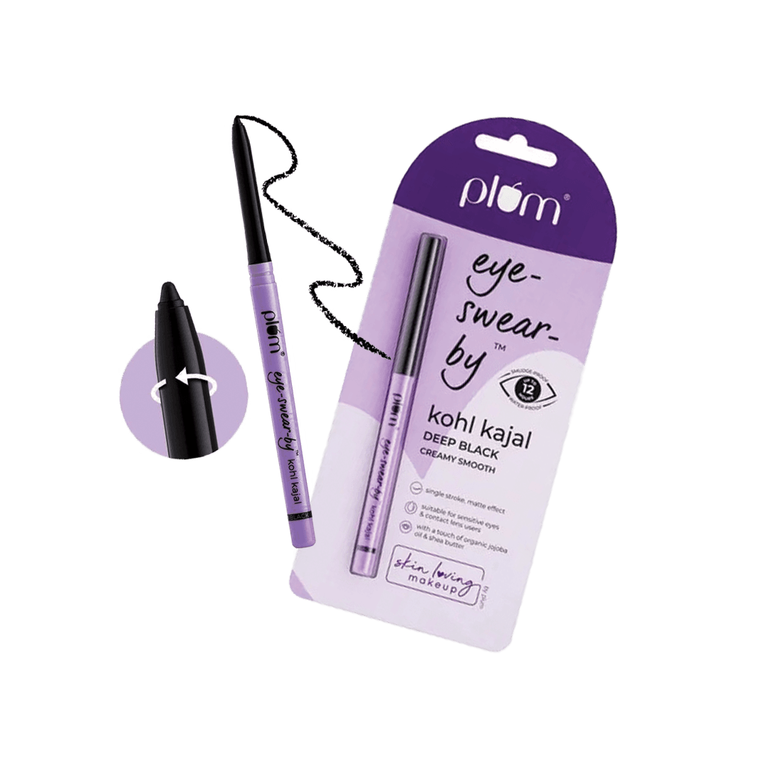 Plum Kohl Kajal Deep Black Creamy Smooth - 0.35gm