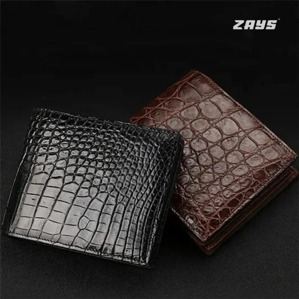 Zays Handcrafted Crocodile Embossed Premium Leather Bifold Short Wallet