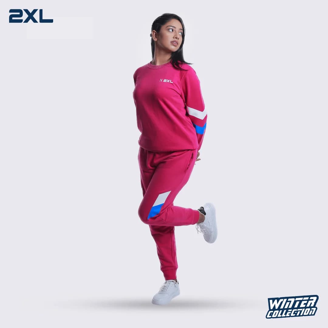 Sweatshirt And Joggers Set For Women-Dark Pink