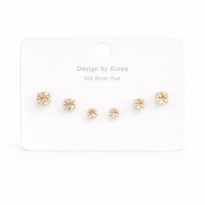 Copper Tiny Eartops Set (3 Pairs)