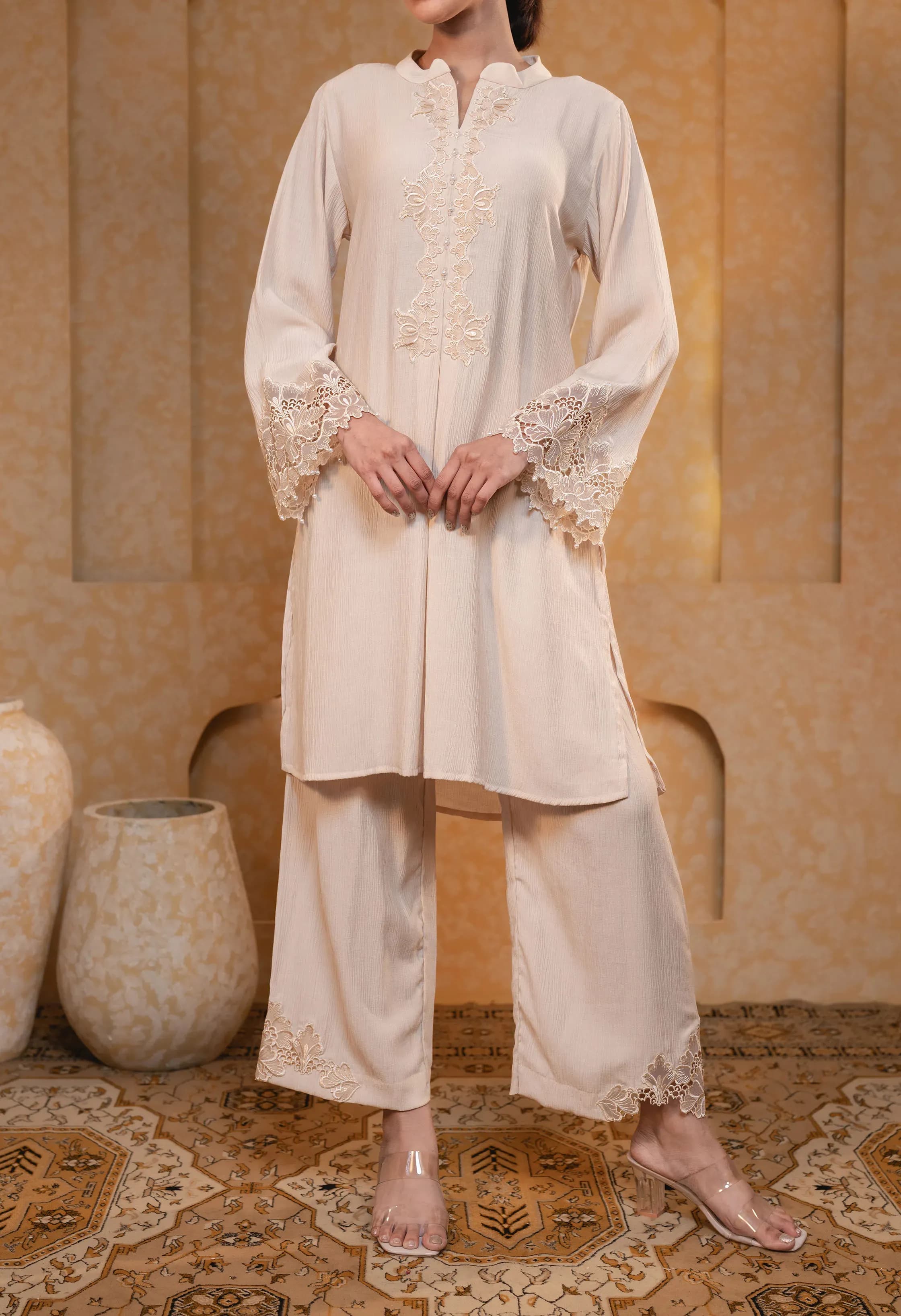 Ivory Noor Embellished Co-Ord Set - Image 1