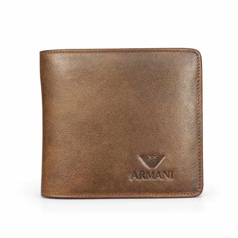 Armani Premium Black Leather Bifold Wallet - Image 1