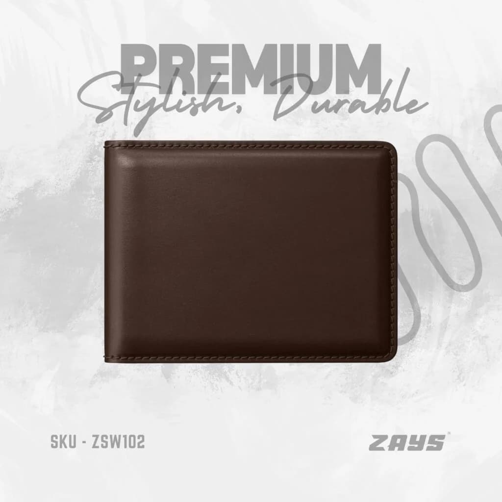 Zays Handcrafted Premium Leather Bifold Short Wallet - Image 1