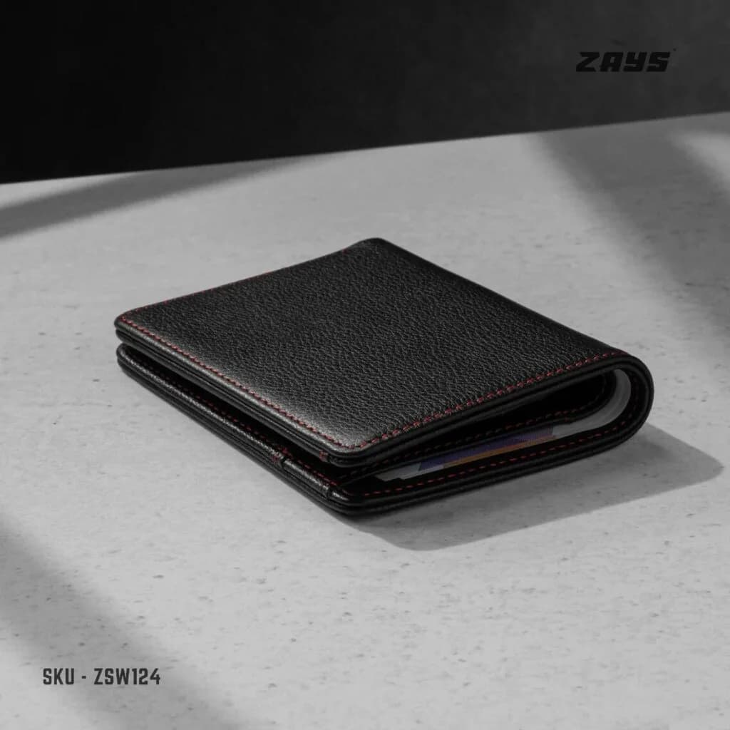 Zays Handcrafted Premium Leather Bifold Short Wallet - Image 4