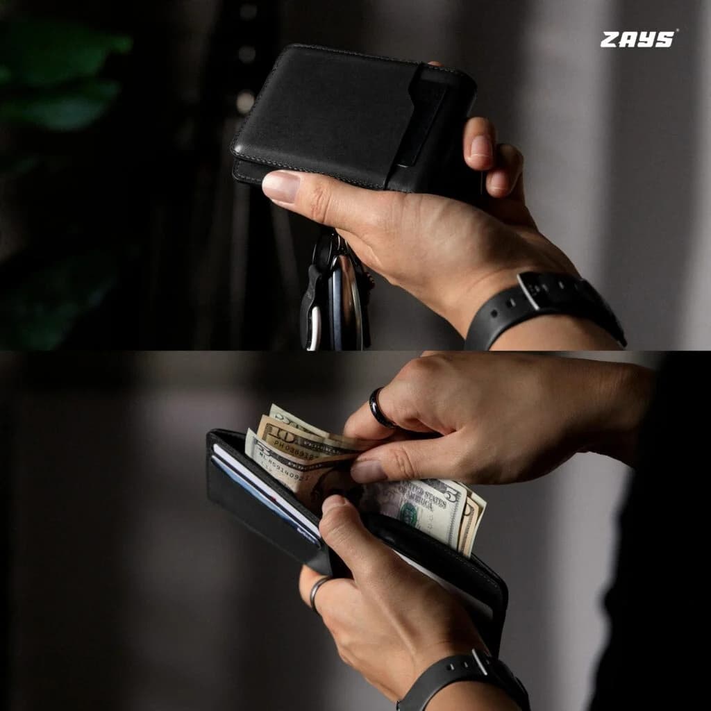 Zays Handcrafted Premium Leather Bifold Short Wallet - Image 4