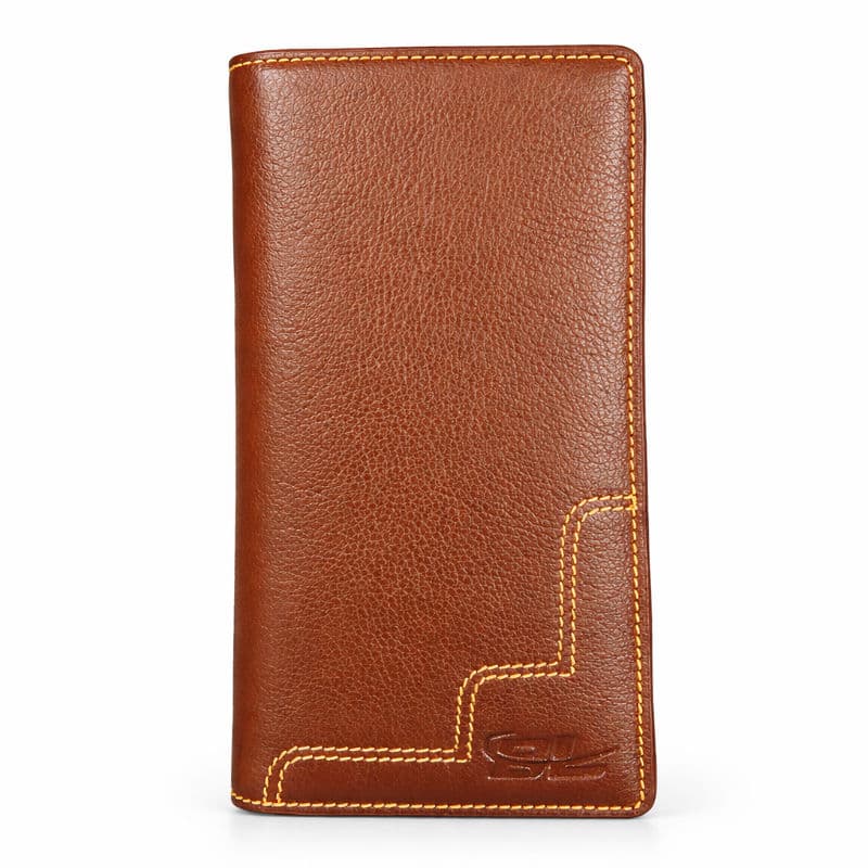Classic Brown Leather Long Wallet - Image 1