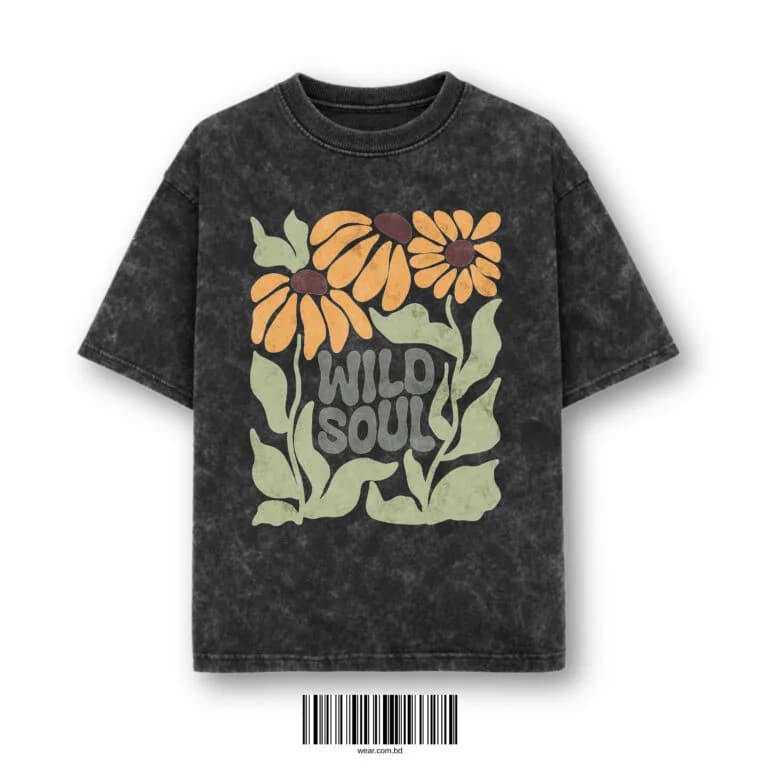 WILD SOUL Floral Acid Wash Oversized T-Shirt - Image 1
